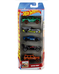 Hot Wheels 5 Car Gift Pack - 2026 Safari Mode Pack Of 5 1:64 Vehichles For Kids & Collectors