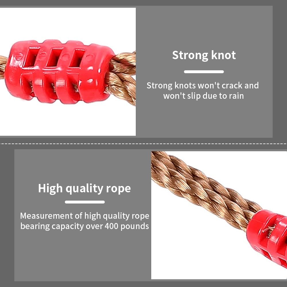 REZNOR Plastic Swing Seat with Hight Adjustable Strong Rope Tree Swing For 3-12 Years Kids Children, Red