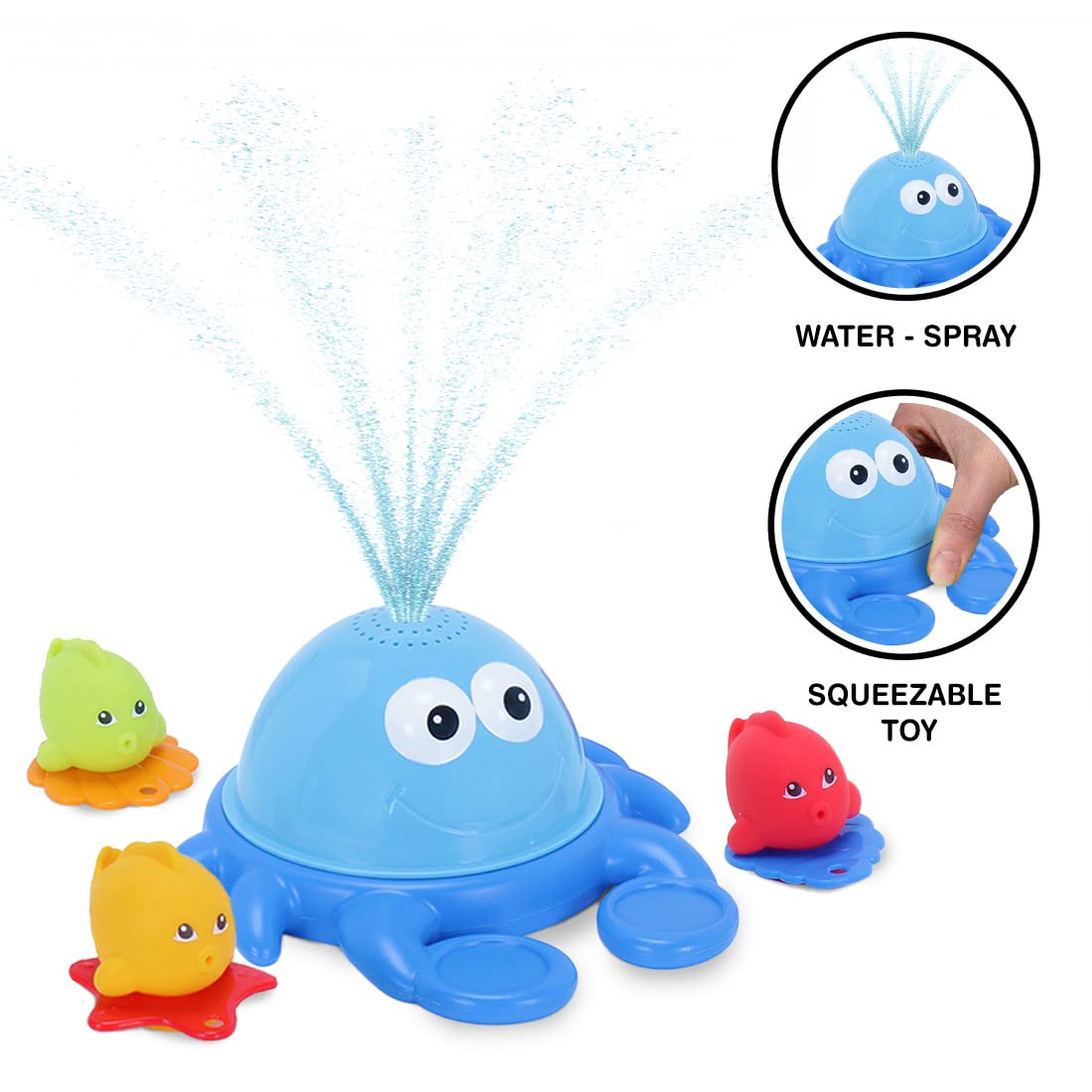 Simba ABC Bathing Crab with 3 Water Floating Fish Bath Squeeze Toys for Kids