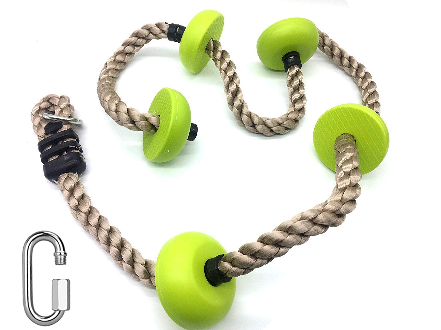 REZNOR 6.5ft Climbing Rope with 5 Plastic Knots Ideal for Tree Houses and Climbing Frames, Green