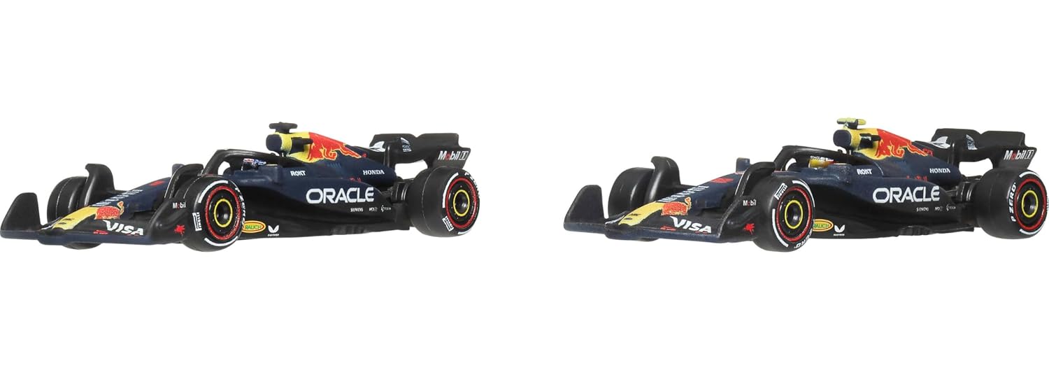 Hot Wheels Premium Formula 1 Toy Car 2-Pack, Set of 2 1:64 Scale Die-Cast Scale Oracle Red Bull Racing Racecars: #1 Max Verstappen & #22 Yuki Tsunoda