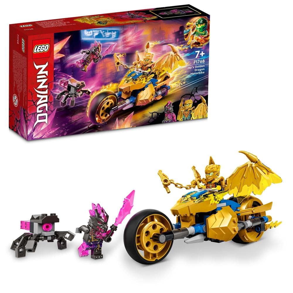 LEGO Ninjago Jay’s Golden Dragon Motorbike Building Kit for Ages 7+