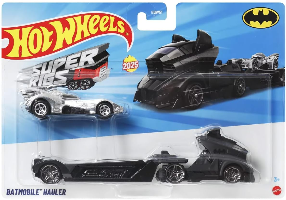 Hot Wheels Super Rigs Batmobile Hauler With 1 Hot Wheels 1:64 Scale Car for Ages 3 Years Old&Up (JCM44)