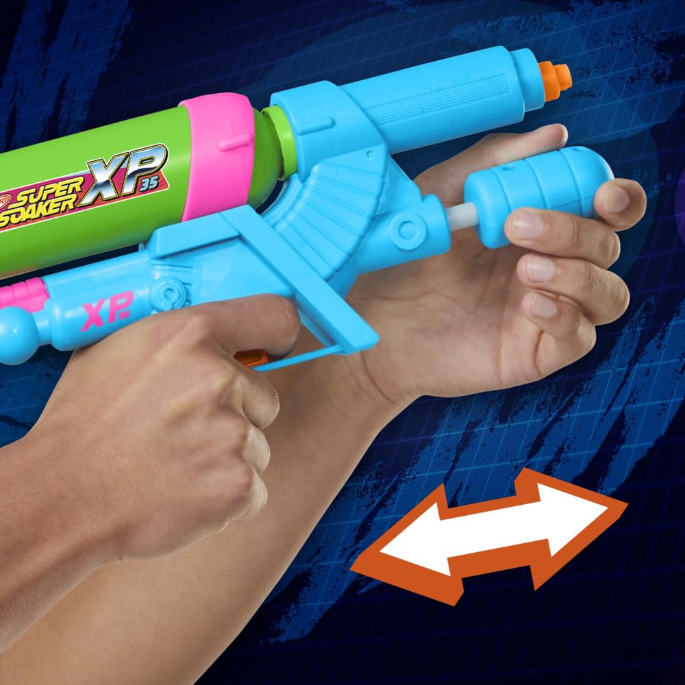 Nerf Super Soaker XP35 Water Blaster, Air Pressurized System, 9 Fluid Ounce Tank, Water Toys - Pichkari for Outdoor Water Games, Branded Toy Pichkari for Holi Festival, Kids 6+