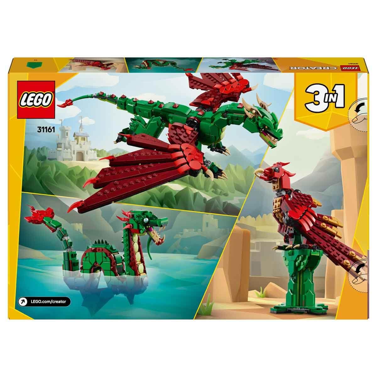 LEGO Creator 3in1 Medieval Dragon Creature Building Kit For Ages 9+