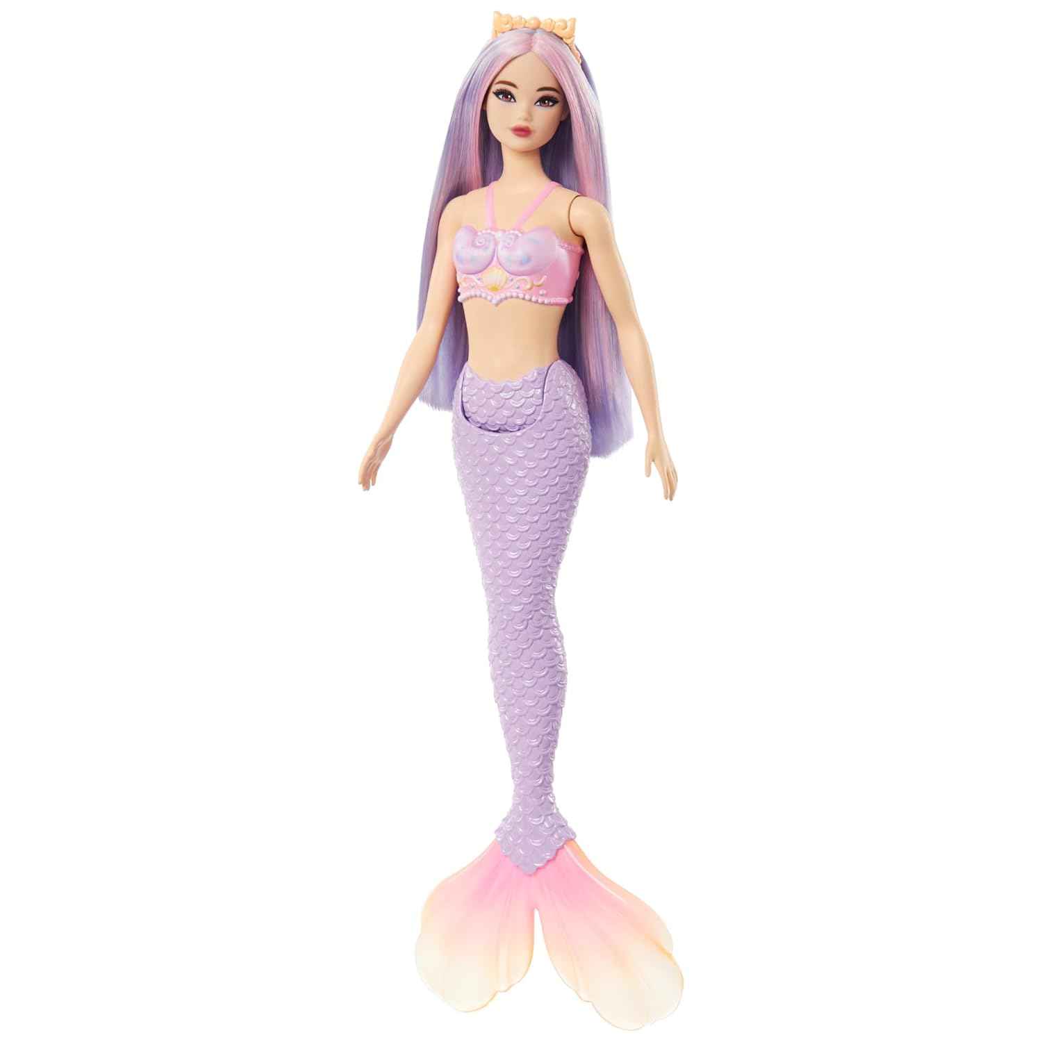 Barbie Mermaid Doll 4 with Fantasy Hair and Headband Accessories, Mermaid Toys with Shell-Inspired Bodices and Colorful Tails