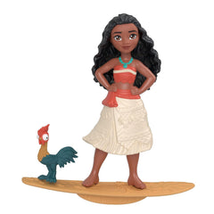 Disney Princess Toys, Moana Small Doll with Heihei Figure, Customizable Waveboard Accessory & Stickers, Inspired by Disney Moana Movie