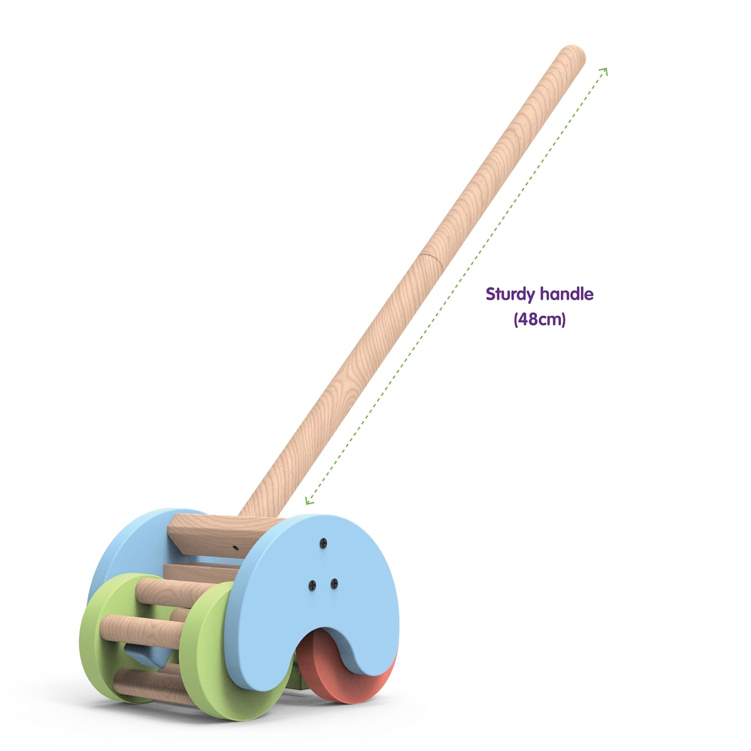 Funskool Giggles Rattle Strider Wooden,Push Along Toy, with Detachable Handle, Ideal for Toddlers Ages 18months and Above