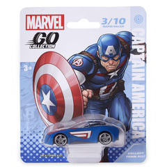 Marvel Go 1:64 Diecast Captain America Rapid Racer Toy Car For Collection For Ages 3 Years And Up