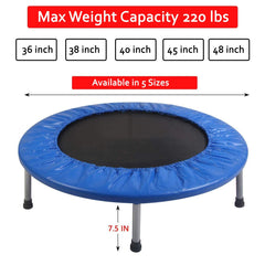 REZNOR 40 inch Portable Trampoline Heavy Mould Finish with Safety Pad, Weight Capacity 220lbs
