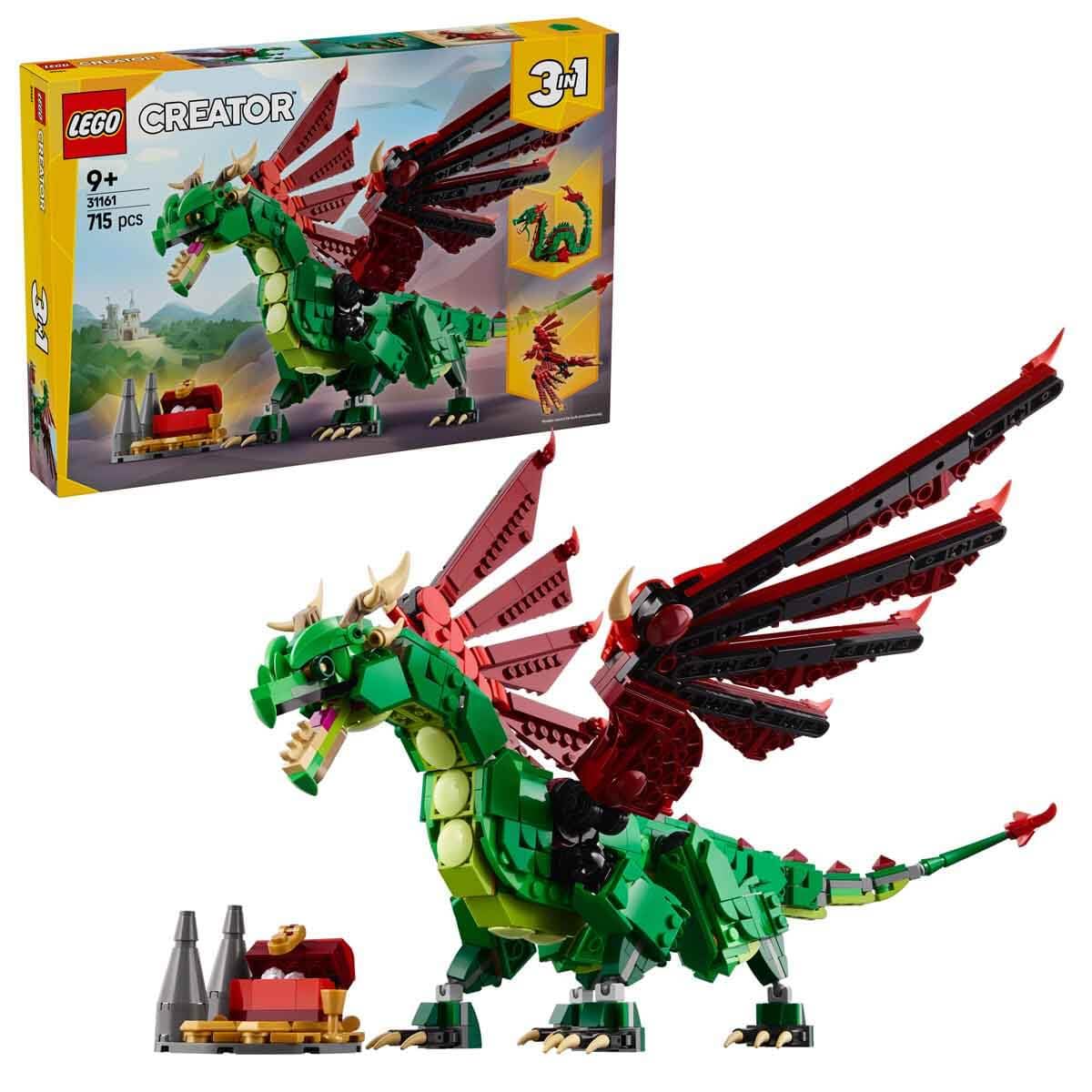 LEGO Creator 3in1 Medieval Dragon Creature Building Kit For Ages 9+