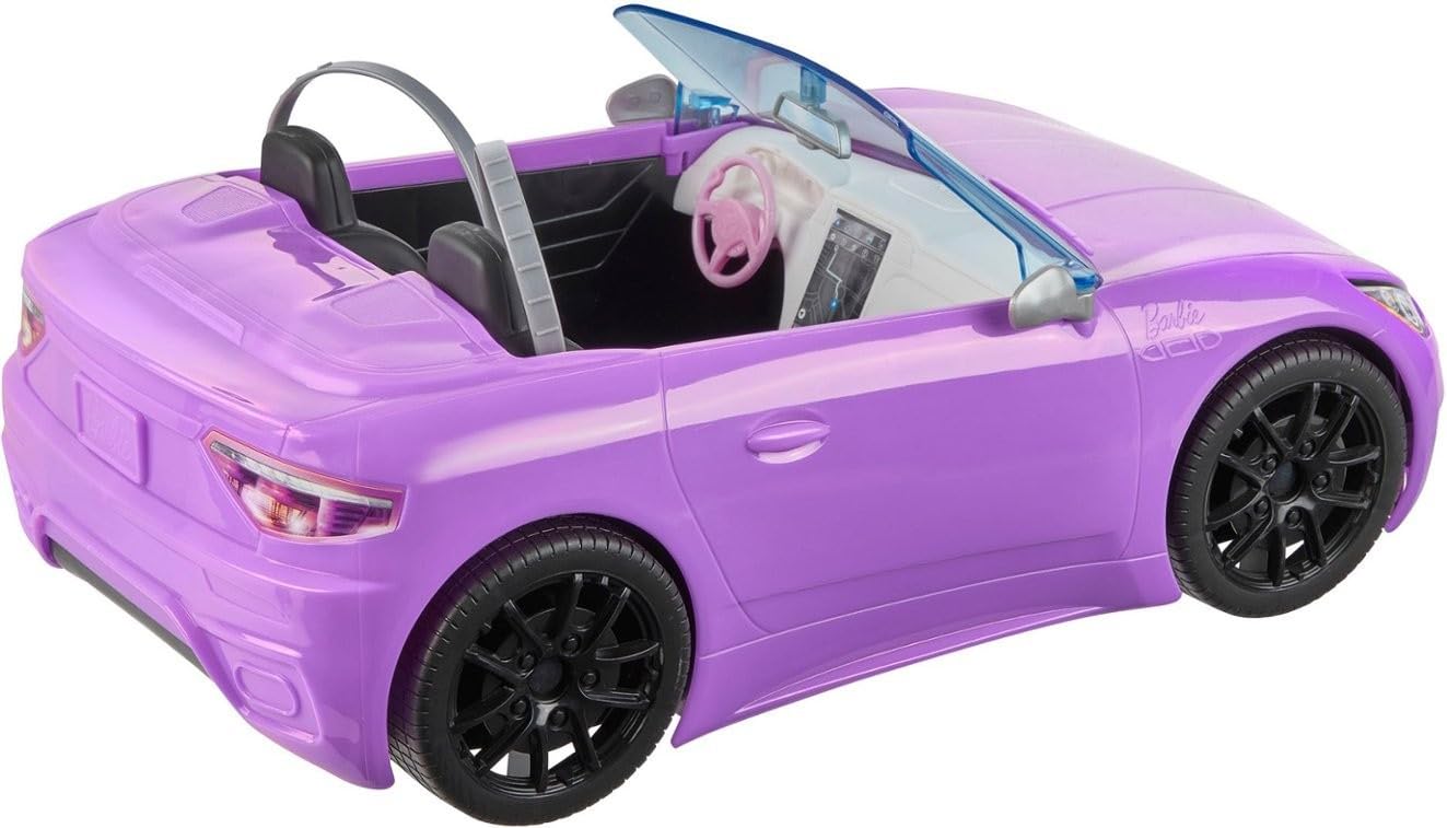 Barbie 11.5 inch Blonde and 2-Seater Purple Convertible Car with Rolling Wheels Car For Ages 3+