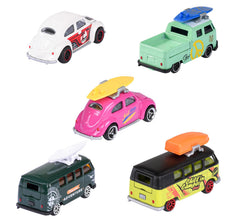 Majorette Volkswagen 5 Pack Set - Metal Toy Car with Freewheel, Suspension & Opening Parts for Kids & Collectors