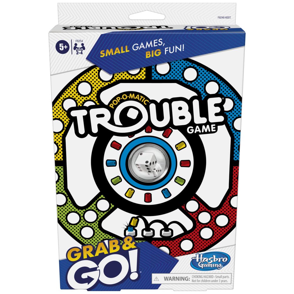 Hasbro Gaming Pop-O-Matic Trouble Grab & Go Game For Kids Ages 5 And Up