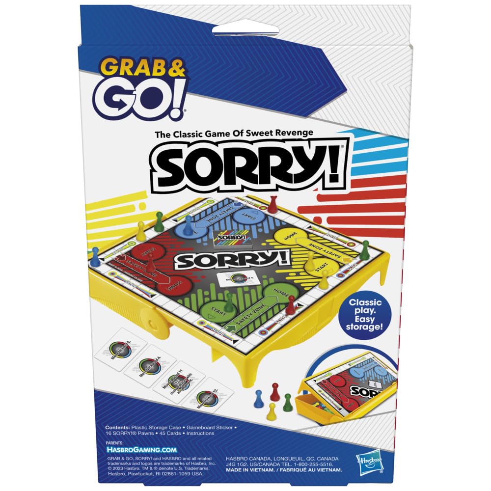 Hasbro Gaming Sorry Grab & Go For Kids Ages 6 And Up
