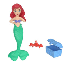 Disney Princess Toys, Ariel Mermaid Small Doll with Sebastian Figure, Treasure Chest Accessory & Stickers, Inspired by The Little Mermaid