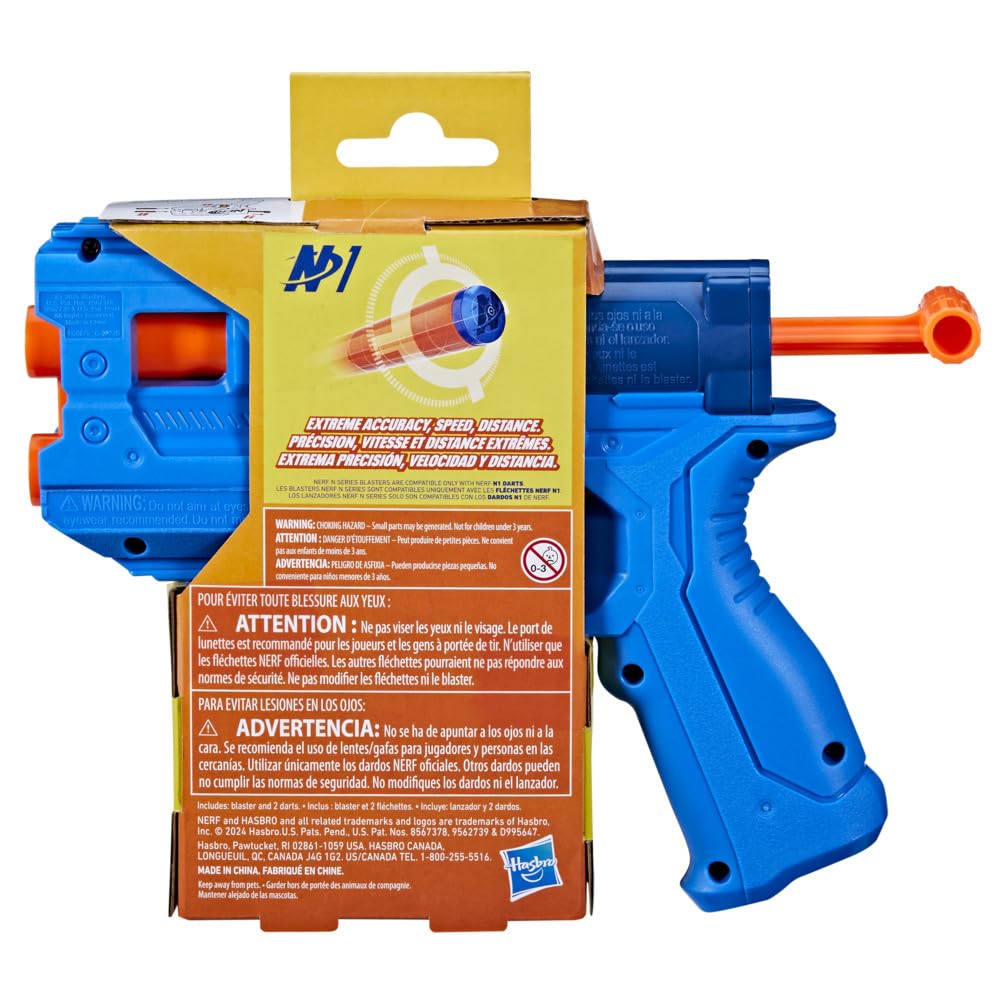 Nerf N Series Purestrike Blaster, 2 Official Nerf N1 Darts Compatible Only with Nerf N1 Blasters, Pull Back Priming, Kids Gifts, Ages 8+