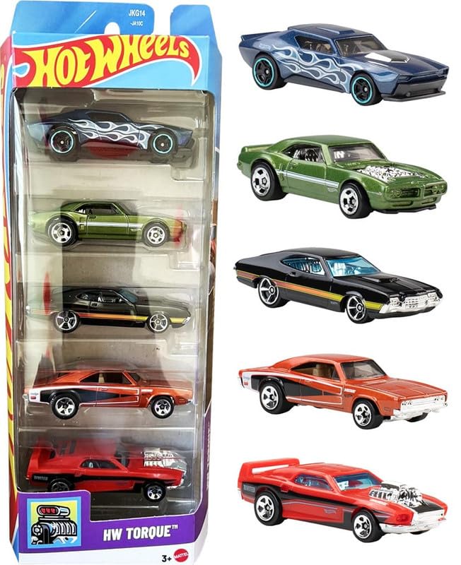 Hot Wheels 5 Car Gift Pack - HW Torque Pack Of 5 1:64 Vehichles For Kids & Collectors