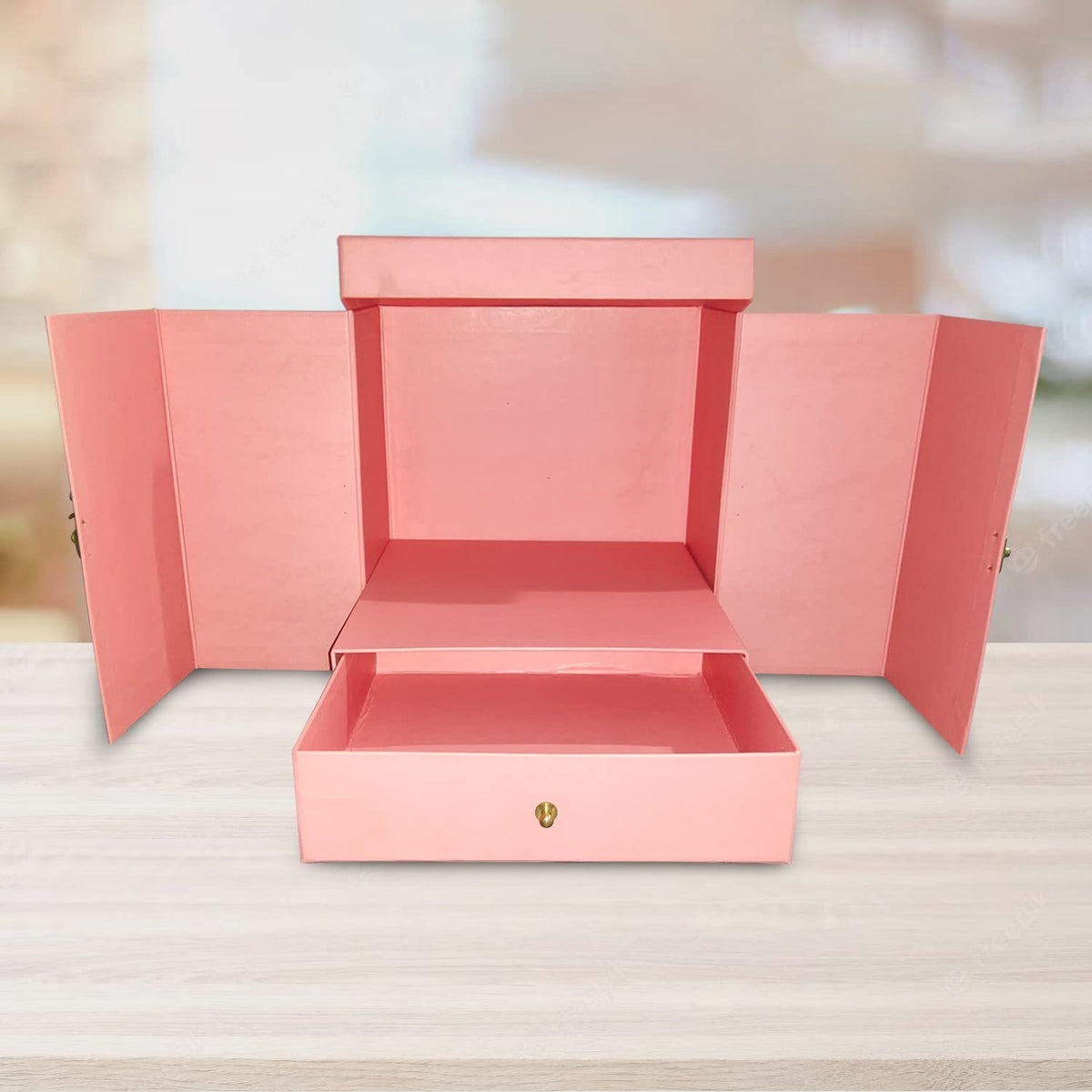 PartyCorp Card Board Surprise Cake Box with One Drawer Gift Box for DIY Customized Photo and Party Decoration