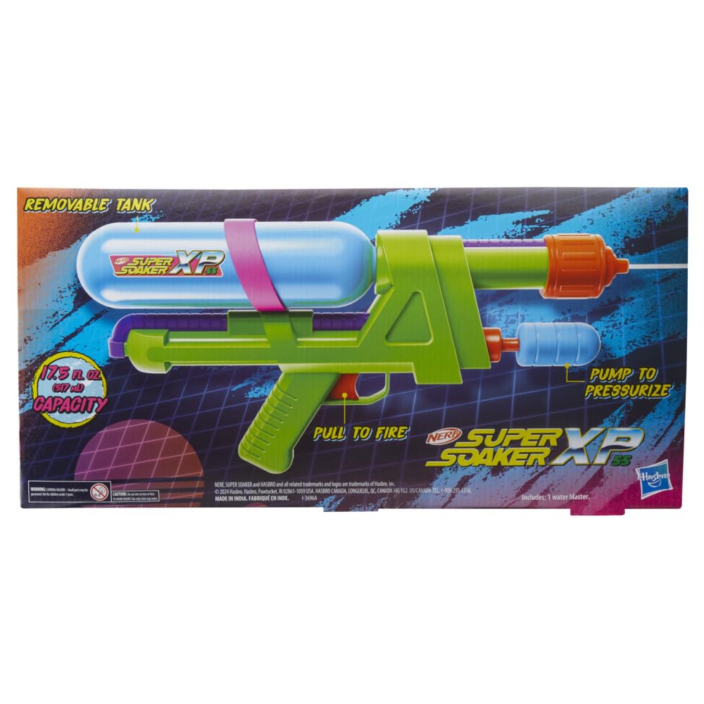 Nerf Super Soaker XP55 Water Blaster, Air Pressurized System, 17.5 Fluid Ounce Tank, Water Toys - Pichkari for Outdoor Water Games, Branded Toy Pichkari for Holi Festival, Kids 6+
