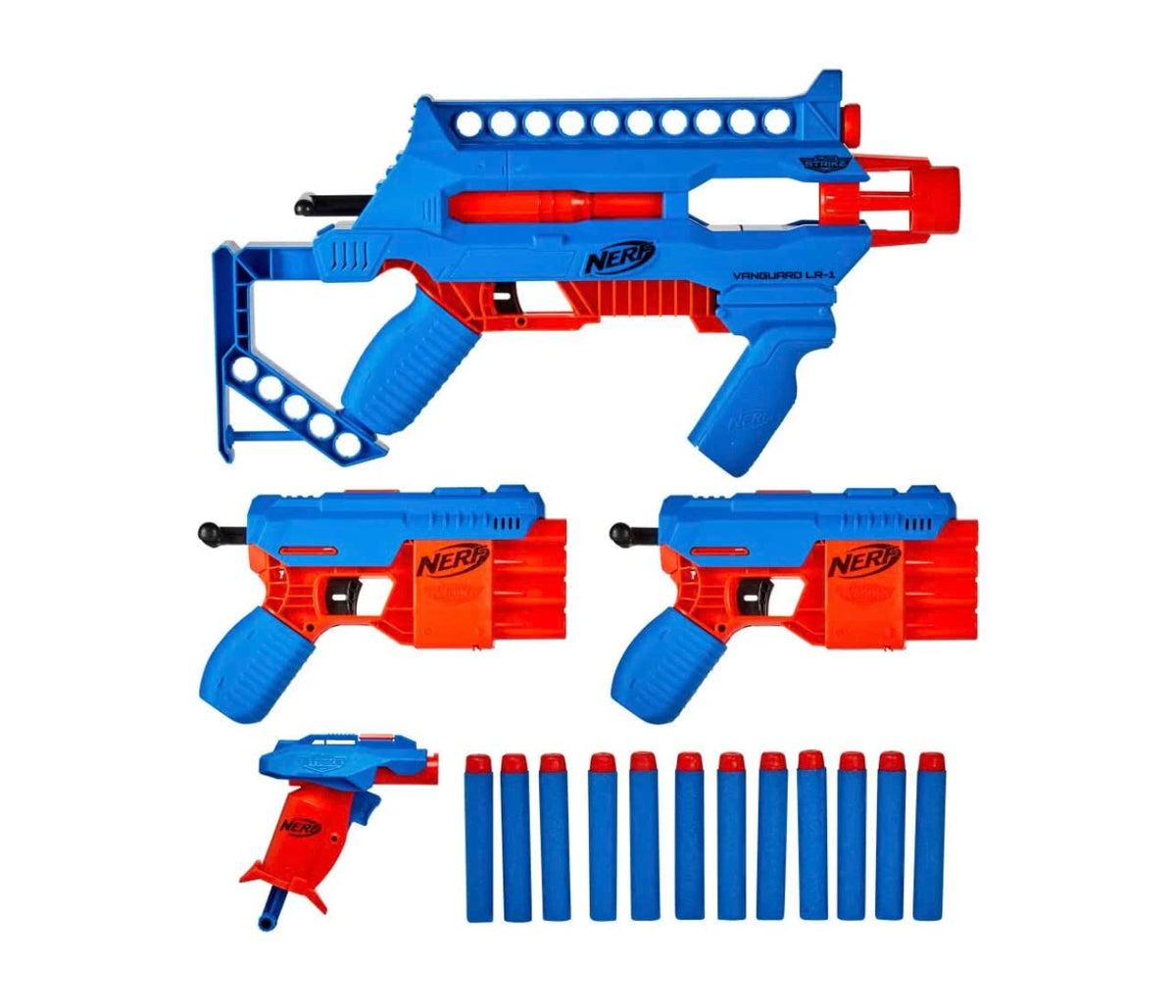 Nerf Alpha Strike Blast Kit,Dart-Blasting Multi-Pack Includes 4 Blasters and 12 Official Nerf Elite Darts