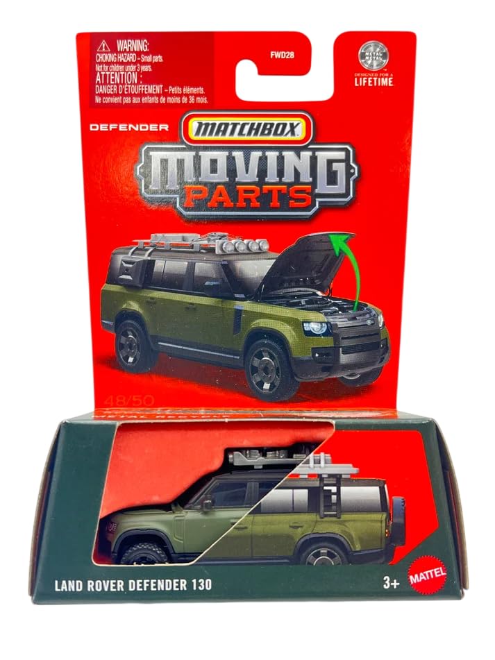 Matchbox Moving Parts 2026 - Land Rover Defender 130 Toy Car for Kids Ages 3 Year & Up