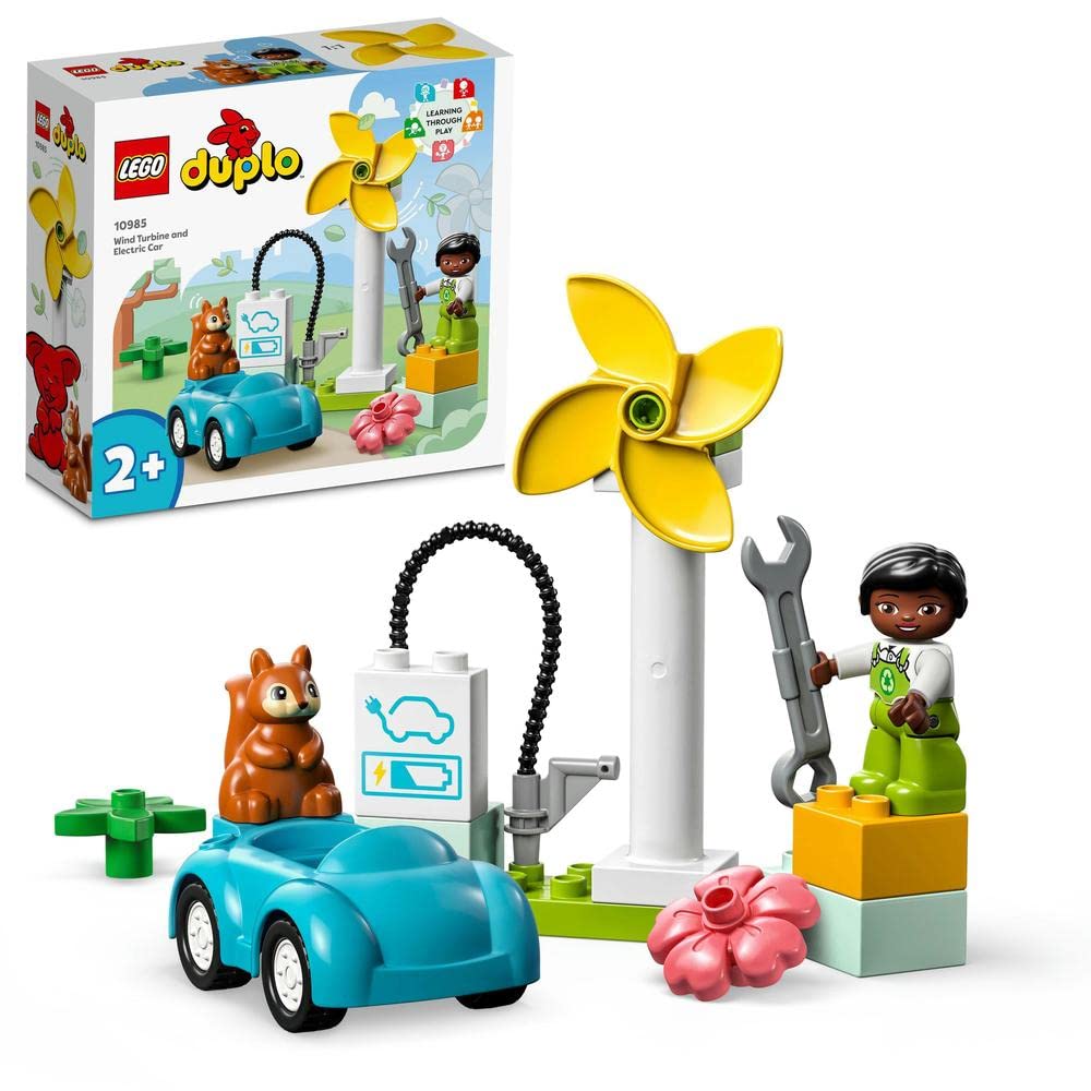 LEGO Duplo Town Wind Turbine and Electric Car Building Kit for Ages 2+