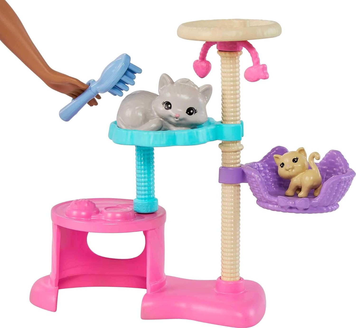 Barbie Kitty Condo Doll and Pets Playset with Brunette Doll, 1 Cat, 4 Kittens, Cat Tree & Accessories Toy for Kids Ages 3 Years & Up