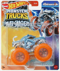 Hot Wheels Monster Trucks Power Smashers 1:64 Scale die cast Rhinomite, Includes Crushed Car for Ages 3 Years & Up
