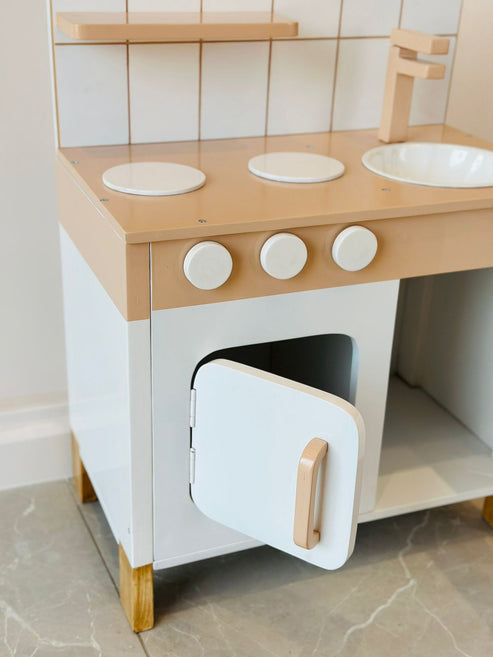 Kiddies Kingdom Play Kitchen - Beige Imaginative Play For Ages 3 and Above