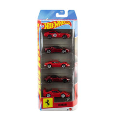 Hot Wheels Die-Cast Ferrari Cars 5-Pack in 1:64 Scale Officially Licensed Set of 5 Ferrari Collectible Vehicles