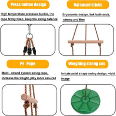 REZNOR 7FT Height Adjustable Gym Monkey Disc Bars Swing for Kids Tree Swing for Backyard, Green