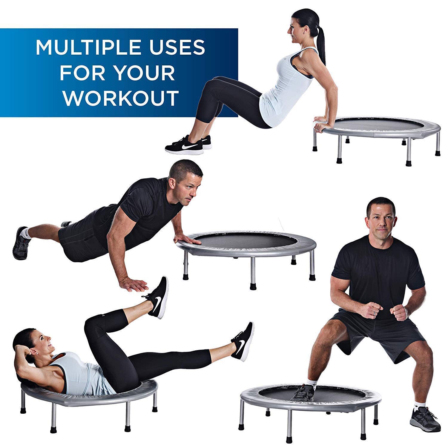 REZNOR 48 inch Portable Trampoline Heavy Mould Finish with Safety Pad, Weight Capacity 220lbs