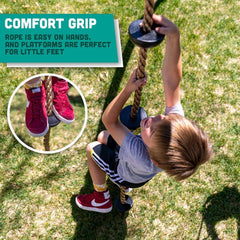 REZNOR 6.5ft Climbing Rope with 5 Plastic Knots Ideal for Tree Houses and Climbing Frames, Green