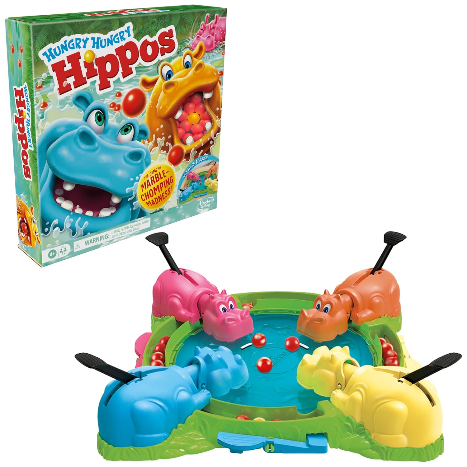 Hasbro Gaming Hungry Hippos Refresh 2 to 4 Players Board Game For Ages 4+