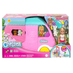 Barbie Chelsea Camper 2-in-1 Playset with Small Doll, 2 Pets & 15 Accessories, Vehicle Transforms into Camp Site for Kids Ages 3+