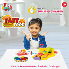 Funskool-Fundough Fast Food Playset with 23 molds to make own version food for Kids Ages 3+