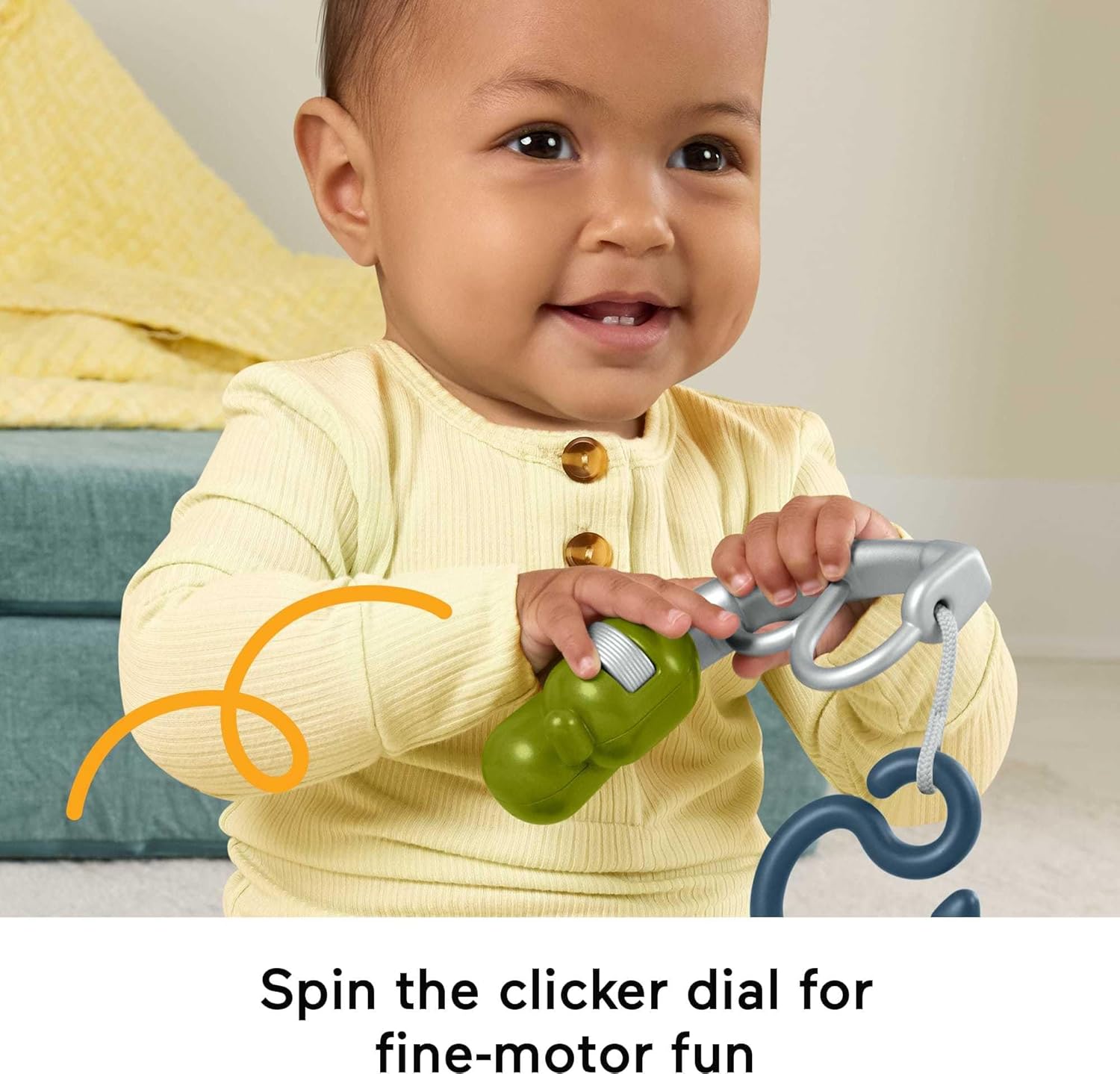 Fisher-Price Baby Toys Mini Me Moments Reel Fun Fishing Set, 4-Piece Sensory Activities for Newborn Developmental Play Ages 3+ Months
