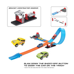 Playzu Shoot Off Launcher Track Set, 21 Pcs Single Twist Loop & 1 Car Track Play Set for Ages 6+