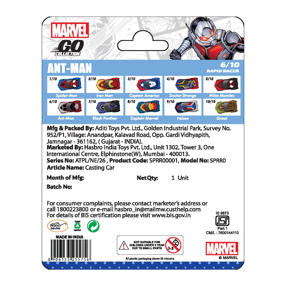 Marvel Go 1:64 Diecast Ant-Man Rapid Racer Toy Car For Collection For Ages 3 Years And Up