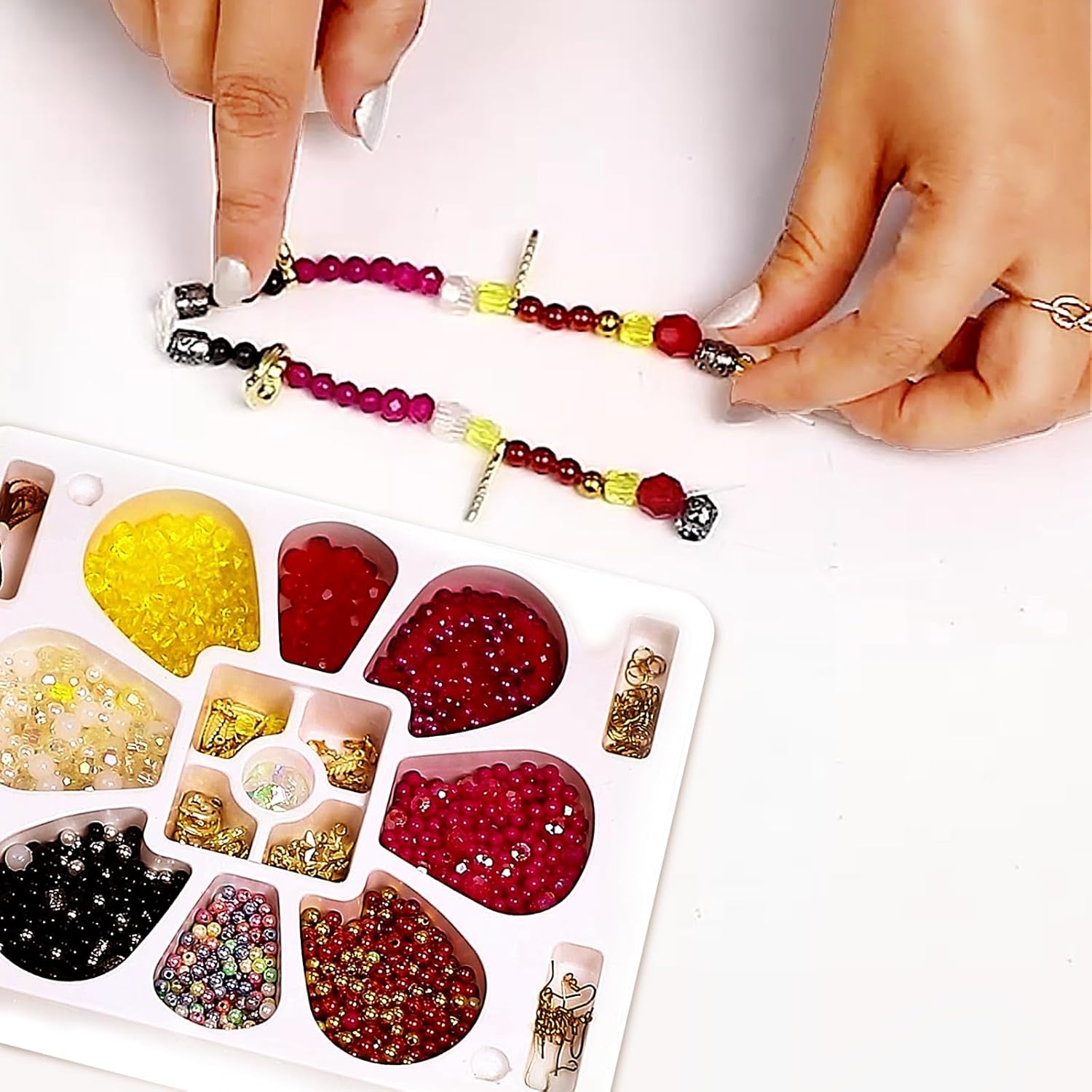 FLO Toys Beads Of Beauty: Scarlet Red Diy Fashion Kit For Kids Ages 8+