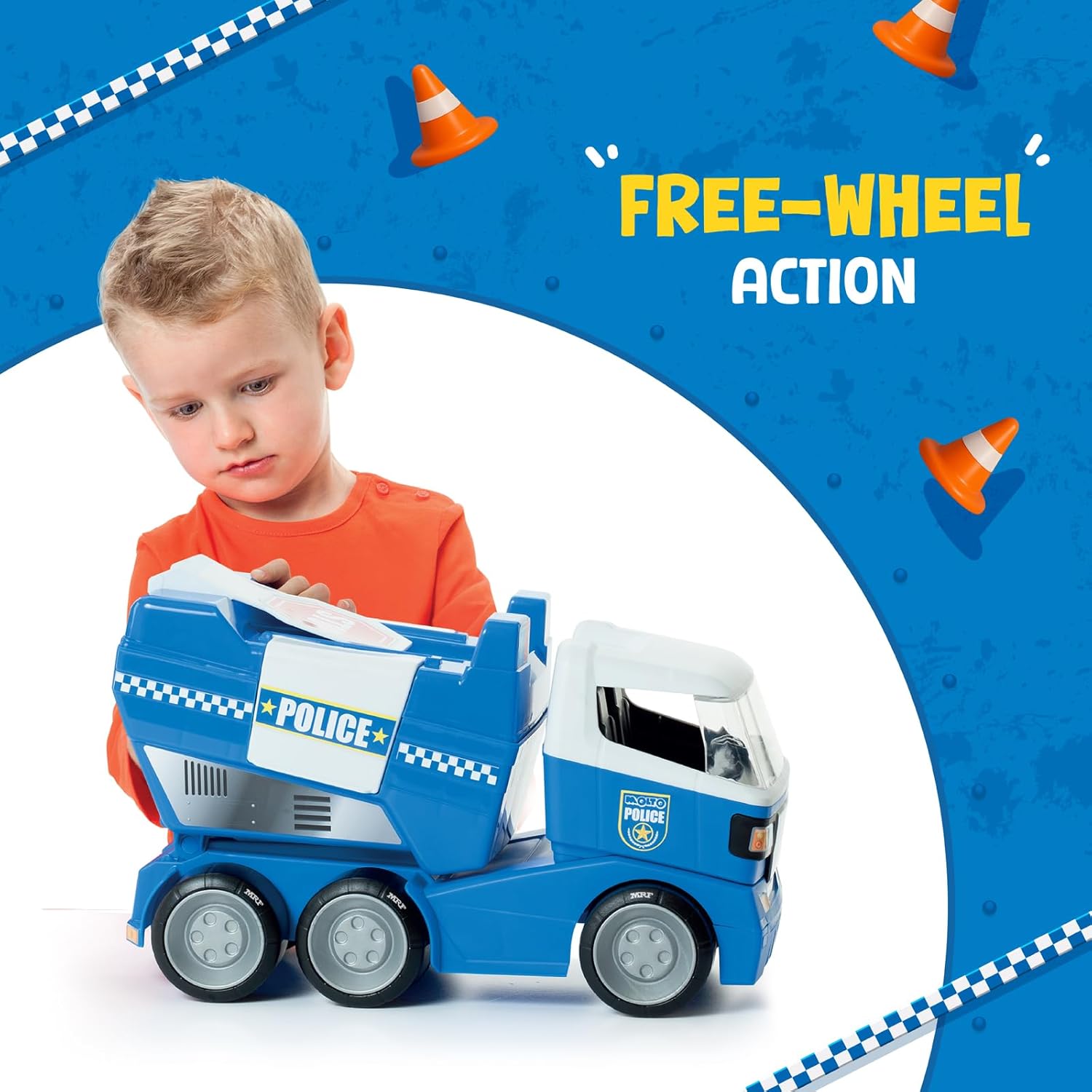 Funskool MOLTO Police Truck, Toy Truck, Nesting & Stackable Toy for Kids Ages 2 Years & Up
