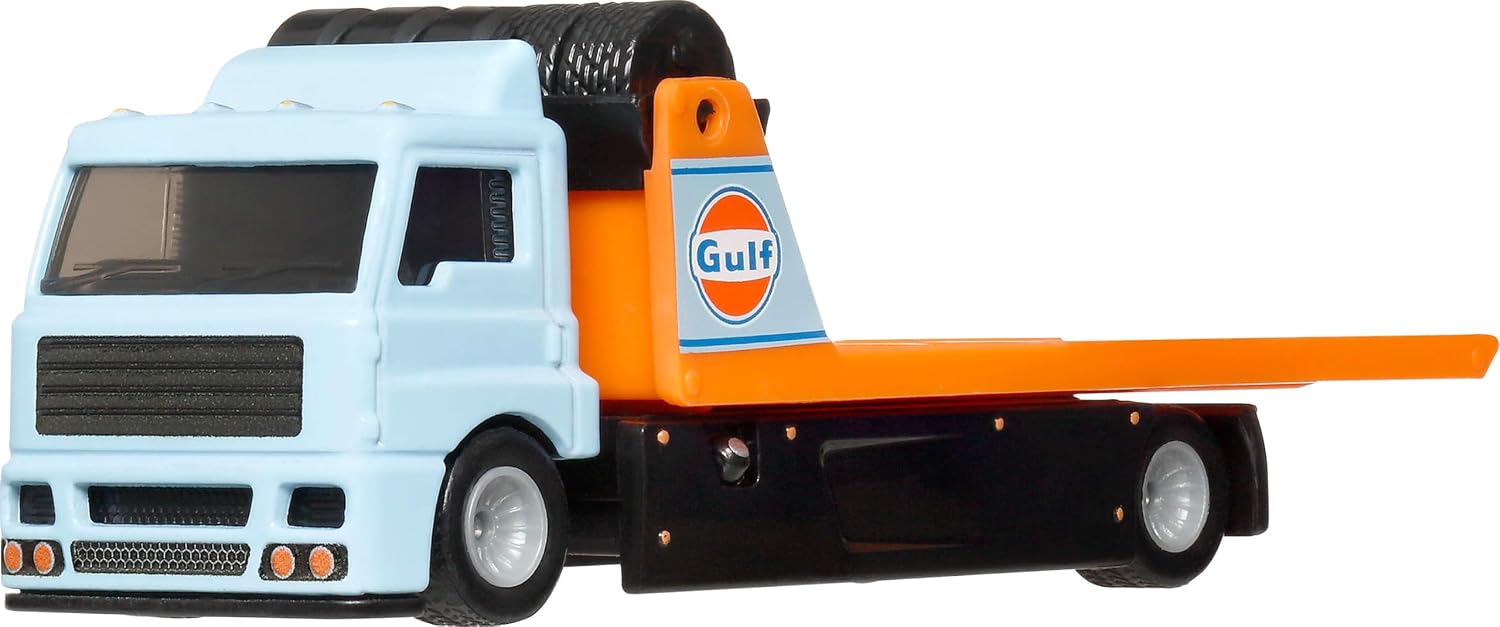Hot Wheels Premium Gulf Edition Display Set Pack With 1:64 Scale Cars & 1:64 Scale Team Transport Vehicle including Metal Chassis & Real Riders Tires for Collectors