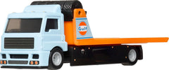 Hot Wheels Premium Gulf Edition Display Set Pack With 1:64 Scale Cars & 1:64 Scale Team Transport Vehicle including Metal Chassis & Real Riders Tires for Collectors