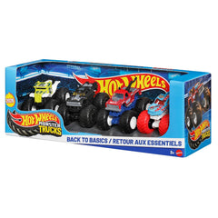 Hot Wheels Monster Trucks Back to Basics Pack 1:64 Scale Monster Trucks Set of 4 with Giant Wheels