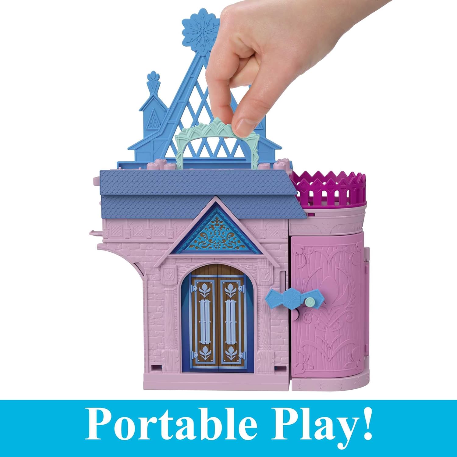 Disney Frozen Storytime Stackers Playset Anna's Castle in Arendelle Doll House with Small Doll, Olaf and 7 Accessories For Kids Ages 4+