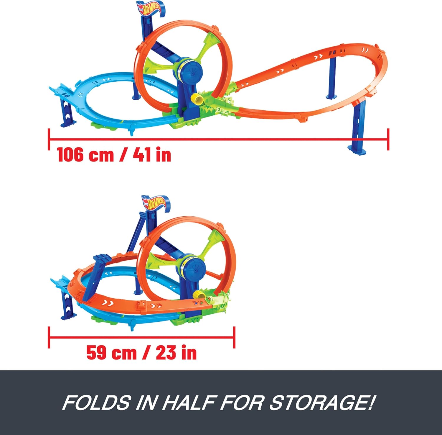 Hot Wheels Rapid Launch & Loop Playset With 1:64 Scale Die-Cast Toy Car, Crash & Track Set for Kids Ages 3 Years & Up