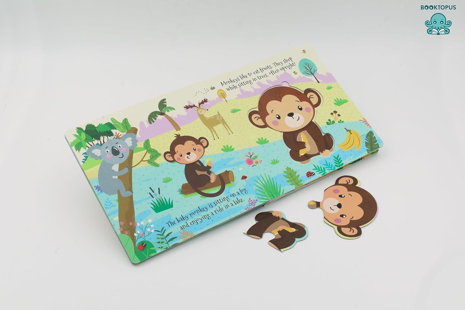 Booktopus Square Puzzle Board Book - Jungle Friends Learning Puzzle with Easy Grip Pieces - Educational Toys for Kids 4+