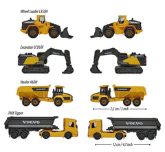 Majorette Volvo Construction Vehicles 4 Car Gift Set For Kids Ages 3+