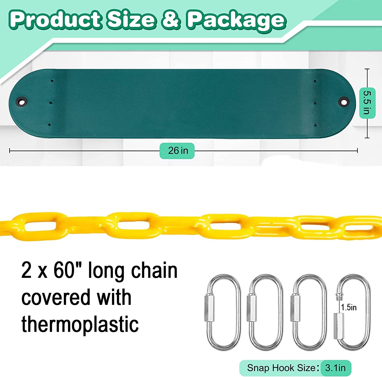 REZNOR EVA Plastic Flexible Swing Seat with 60 inch Plastic Coated Chain Set, Weight Support Upto 150kg, Red